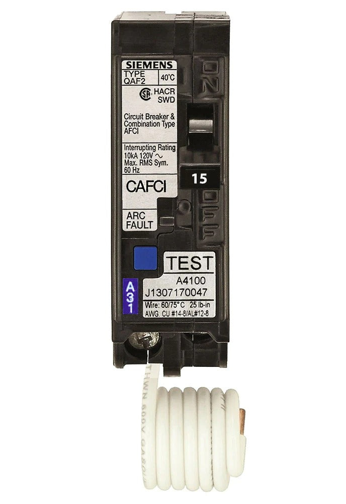 Siemens Arcfault 15amp QA115AFCCSA, Combo AF1, 1P, 15A, CSA Only Arc fault