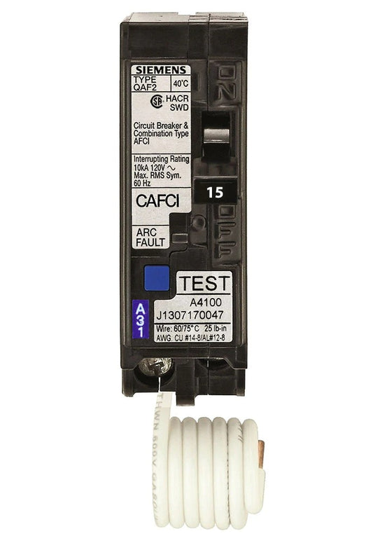 Siemens Archfault 15amp QA115AFCCSA, Combo AF1, 1P, 15A, CSA Only Arc fault